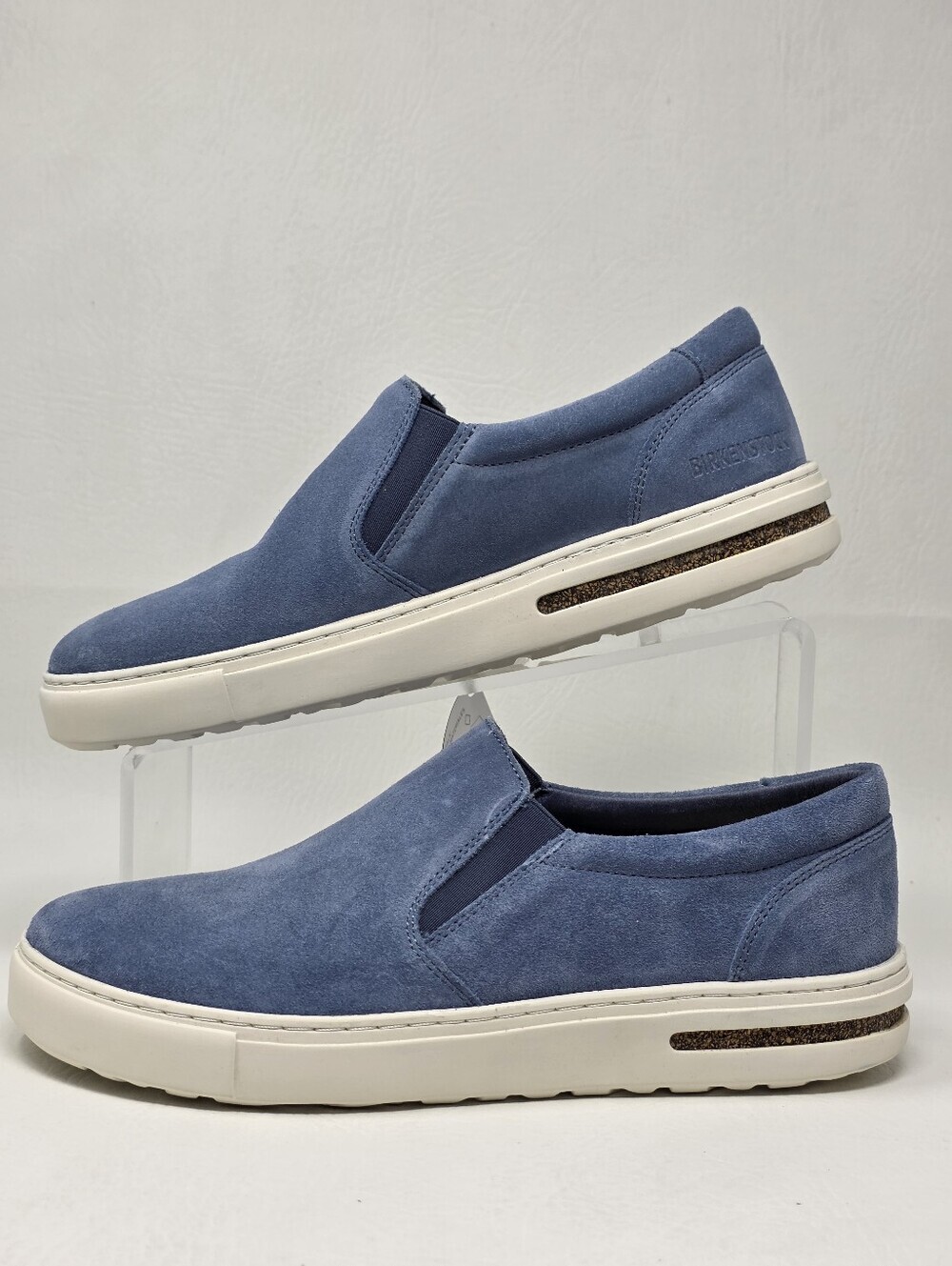 Birkenstock Oswego Slip On Shoes Blue Suede Sneakers Mens 5 / Womens 7 Narrow - Picture 2 of 13
